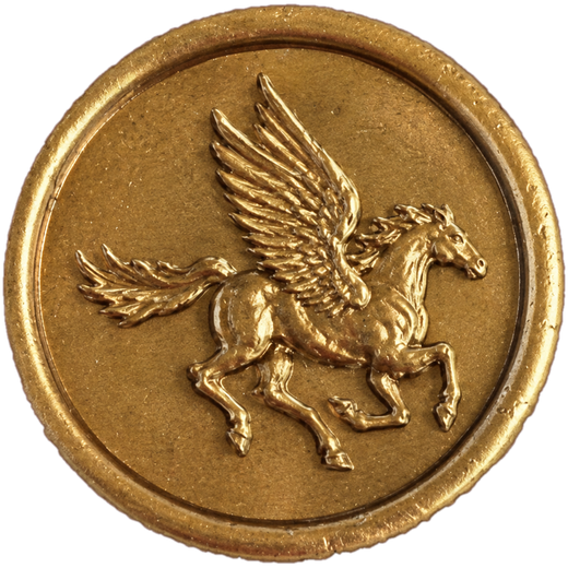 Sello dorado con un caballo alado
